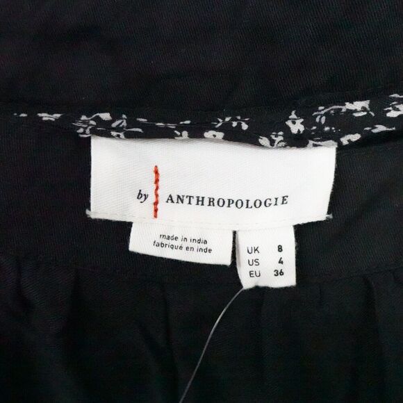 by Anthropologie Wide Leg Capri Pants 4 Black Eyelet Boho Chic Resort Travel - Picture 3 of 16